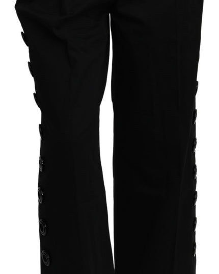 Dolce & Gabbana Black High Waist Cropped Cotton Stretch Pants