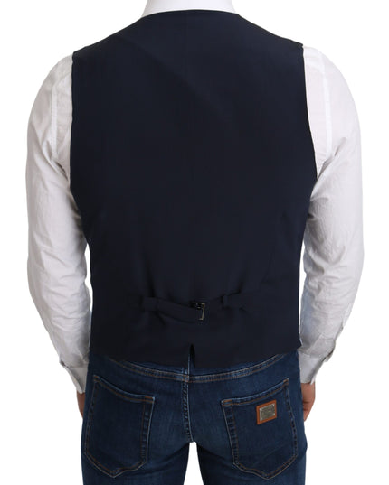 Dolce & Gabbana Blue Viscose Stretch Formal Coat Vest