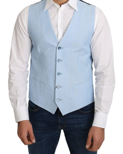 Dolce & Gabbana Blue Viscose Stretch Formal Coat Vest