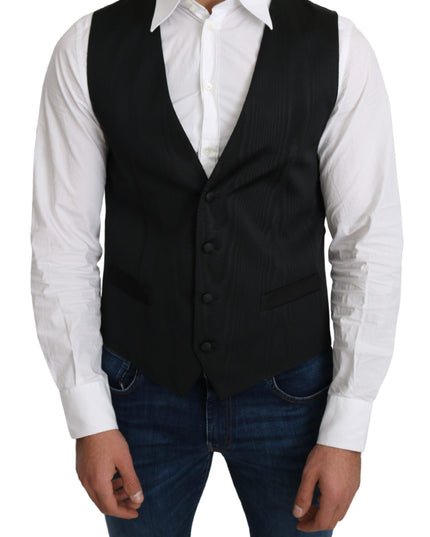 Dolce & Gabbana Gray 100% Silk Formal Coat Vest
