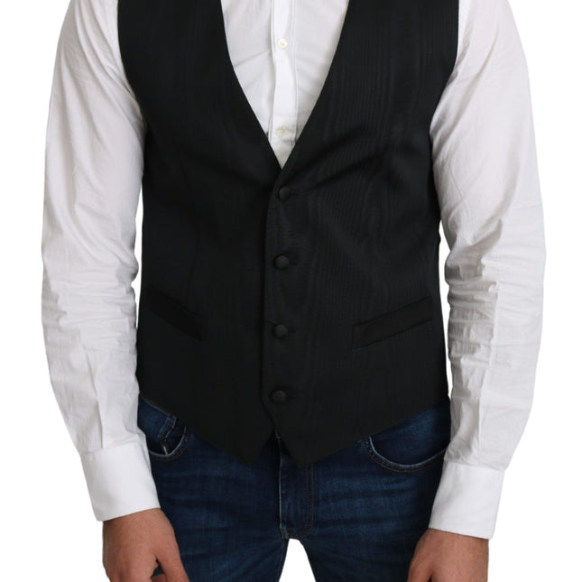 Dolce & Gabbana Gray 100% Silk Formal Coat Vest
