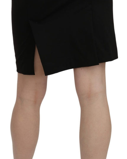 GF Ferre Black High Waist Pencil Cut Knee Length Formal Skirt