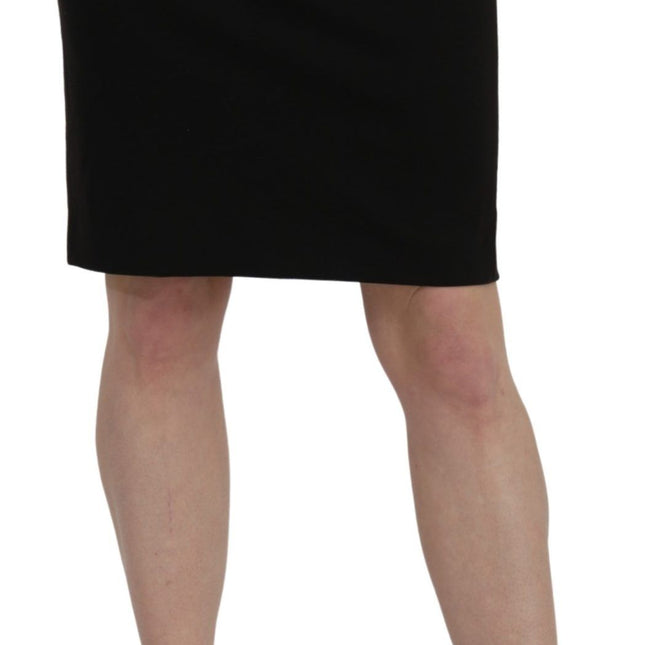 GF Ferre Black High Waist Pencil Cut Knee Length Formal Skirt