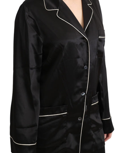 Dolce & Gabbana Black Shirt Silk Stretch Top Blouse
