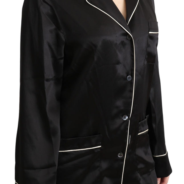 Dolce & Gabbana Black Shirt Silk Stretch Top Blouse