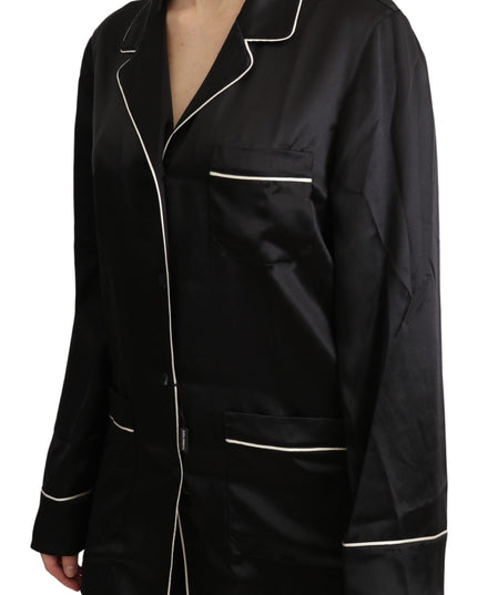 Dolce & Gabbana Black Shirt Silk Stretch Top Blouse
