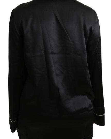 Dolce & Gabbana Black Shirt Silk Stretch Top Blouse