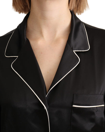 Dolce & Gabbana Black Shirt Silk Stretch Top Blouse