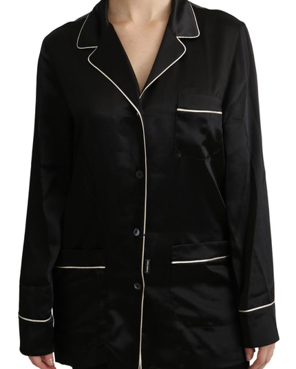 Dolce & Gabbana Black Shirt Silk Stretch Top Blouse
