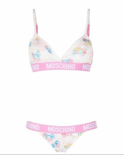 Moschino White My Little Pony Bra Briefs Set Two Piece Bikini