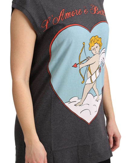 Dolce & Gabbana Gray Cotton L' Amore Top Tank T-shirt