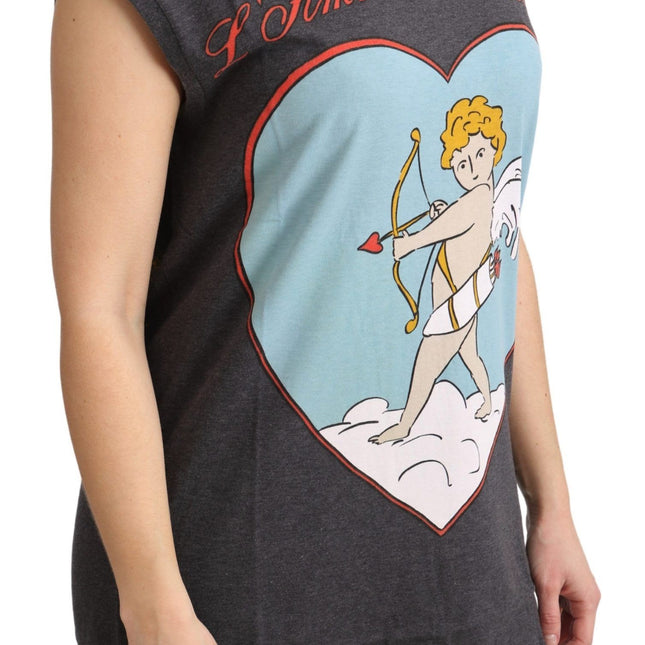Dolce & Gabbana Gray Cotton L' Amore Top Tank T-shirt