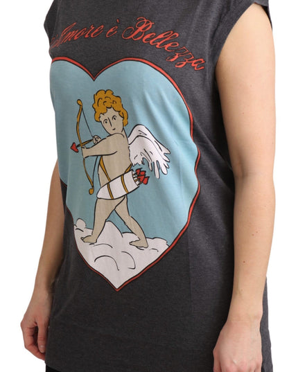 Dolce & Gabbana Gray Cotton L' Amore Top Tank T-shirt