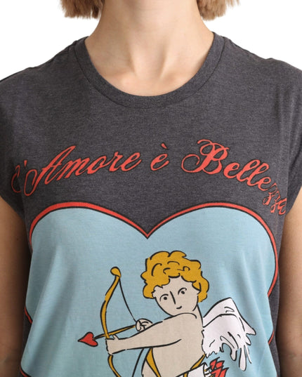 Dolce & Gabbana Gray Cotton L' Amore Top Tank T-shirt