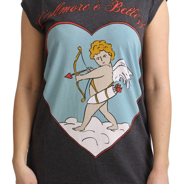 Dolce & Gabbana Gray Cotton L' Amore Top Tank T-shirt