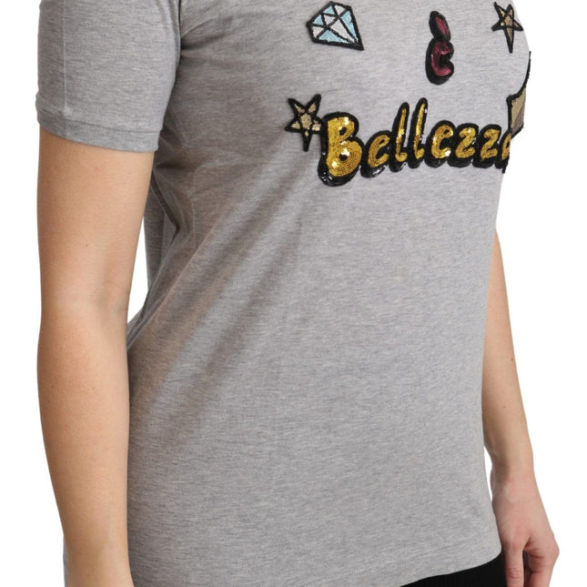 Dolce & Gabbana Gray Cotton Amore e Bellezza Top T-shirt