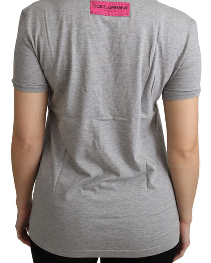 Dolce & Gabbana Gray Cotton Amore e Bellezza Top T-shirt