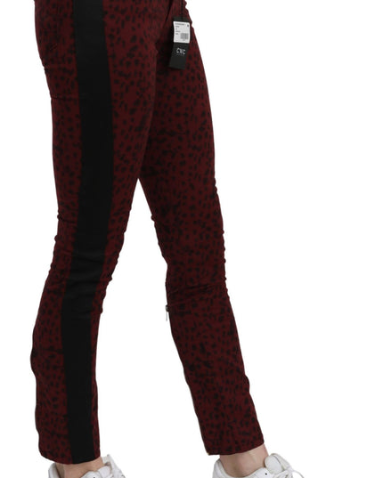 Costume National Dark Red Mid Waist Slim Fit Cotton Jeans