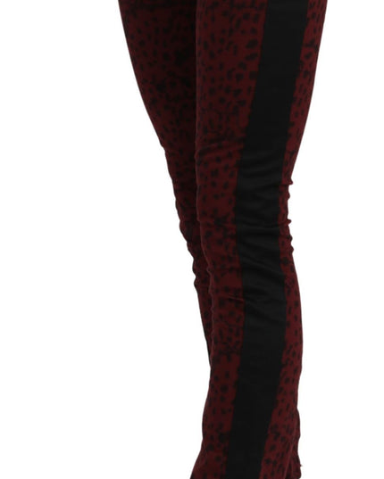 Costume National Dark Red Mid Waist Slim Fit Cotton Jeans