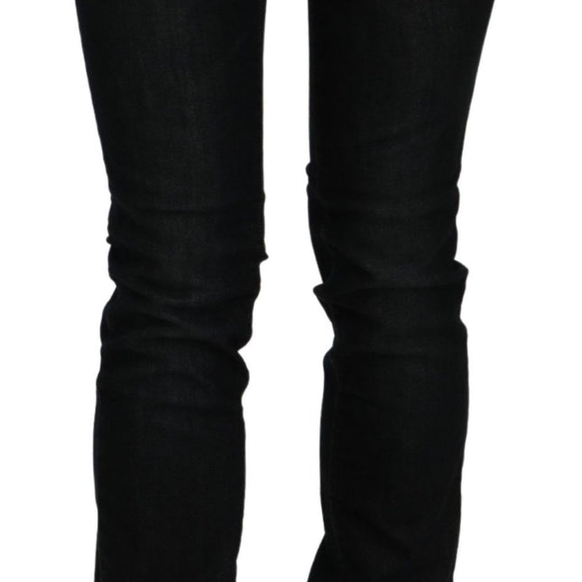Costume National Black Mid Waist Skinny Denim Cotton Jeans