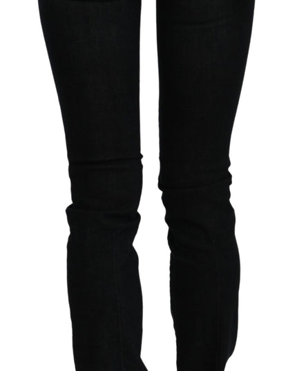 Costume National Black Mid Waist Skinny Denim Cotton Jeans