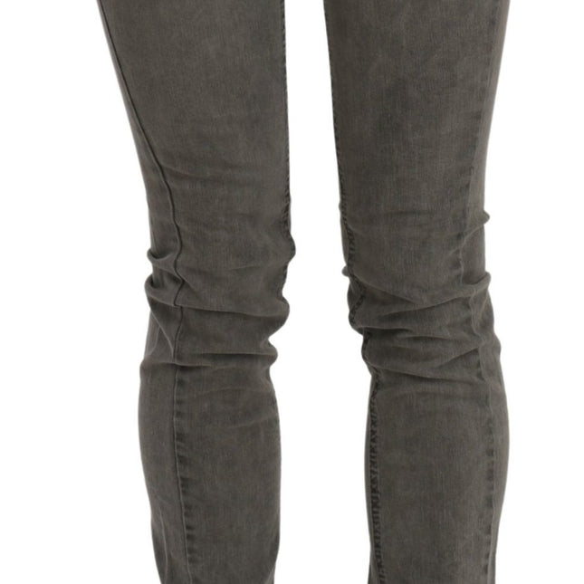 Costume National Gray Low Waist Skinny Denim Cotton Jeans