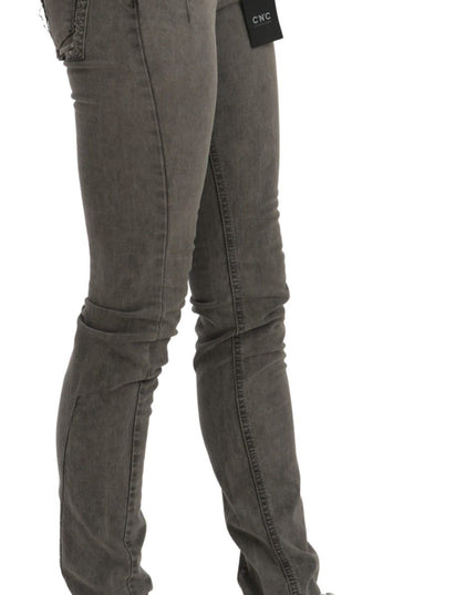 Costume National Gray Low Waist Skinny Denim Cotton Jeans