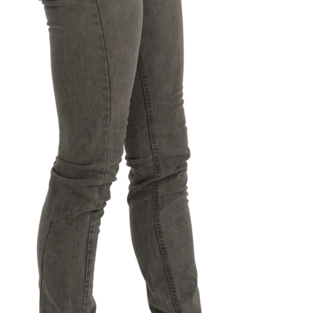 Costume National Gray Low Waist Skinny Denim Cotton Jeans