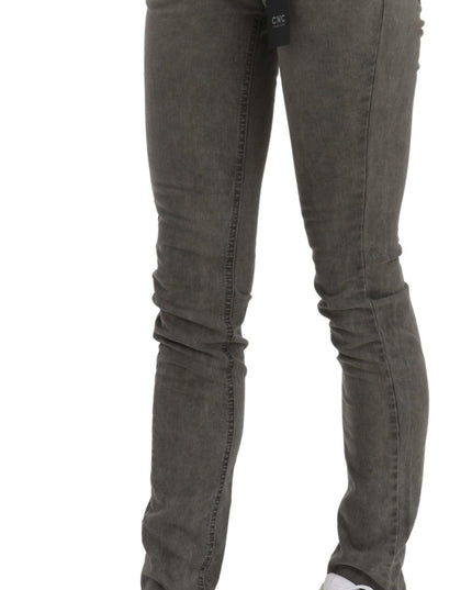 Costume National Gray Low Waist Skinny Denim Cotton Jeans