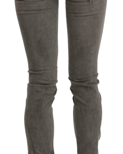 Costume National Gray Low Waist Skinny Denim Cotton Jeans