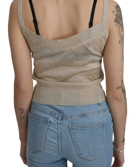 BYBLOS Beige Sleeveless Spaghetti Strap Tank See Through Top