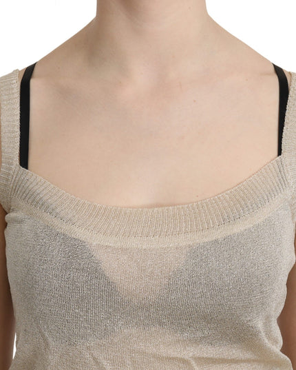 BYBLOS Beige Sleeveless Spaghetti Strap Tank See Through Top