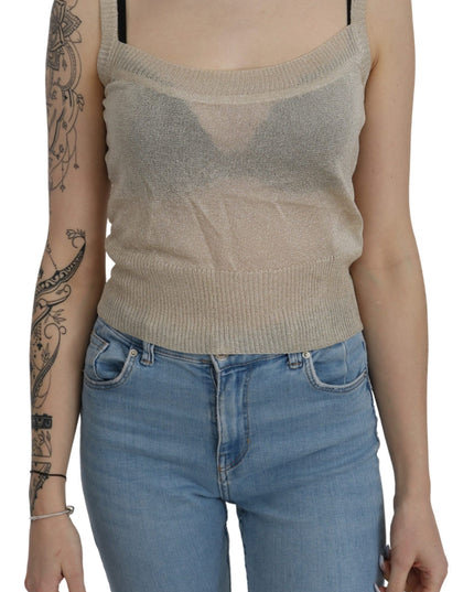 BYBLOS Beige Sleeveless Spaghetti Strap Tank See Through Top