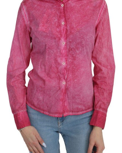 Ermanno Scervino Pink Collared Long Sleeve Shirt Blouse Top