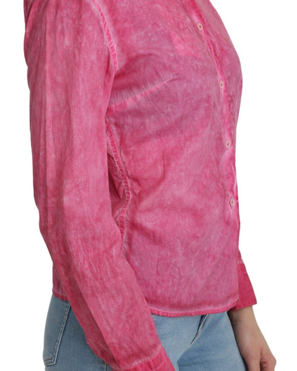 Ermanno Scervino Pink Collared Long Sleeve Shirt Blouse Top