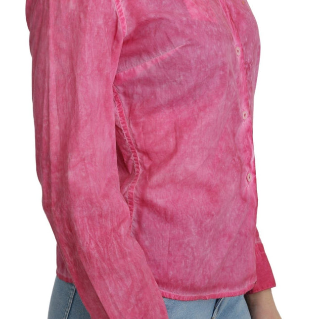 Ermanno Scervino Pink Collared Long Sleeve Shirt Blouse Top