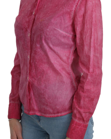 Ermanno Scervino Pink Collared Long Sleeve Shirt Blouse Top