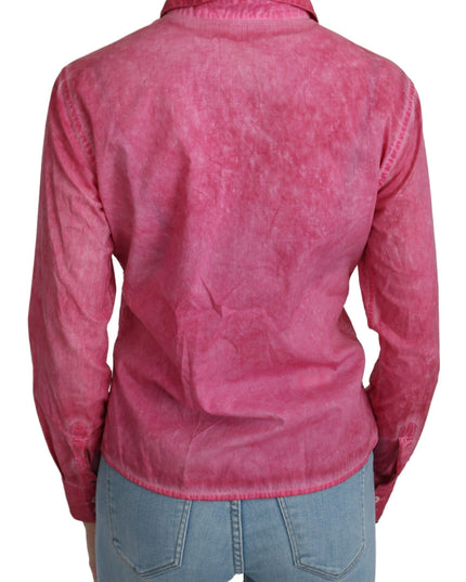 Ermanno Scervino Pink Collared Long Sleeve Shirt Blouse Top