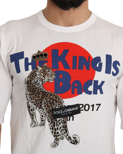 Dolce & Gabbana White Leopard Royal Top T-shirt