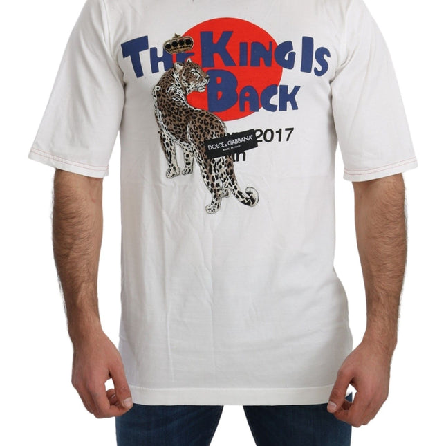 Dolce & Gabbana White Leopard Royal Top T-shirt