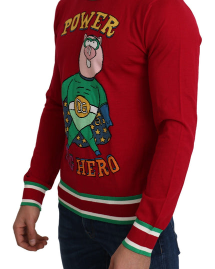 Dolce & Gabbana Red Wool Silk Pig of the Year Sweater
