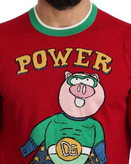 Dolce & Gabbana Red Wool Silk Pig of the Year Sweater
