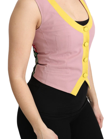 Dolce & Gabbana Pink Sleeveless Waistcoat Vest Cotton Top