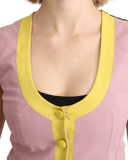 Dolce & Gabbana Pink Sleeveless Waistcoat Vest Cotton Top