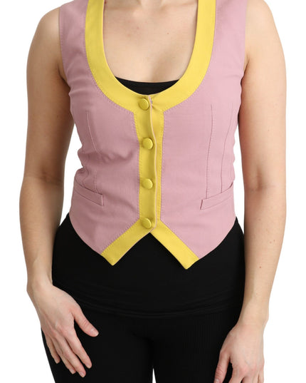 Dolce & Gabbana Pink Sleeveless Waistcoat Vest Cotton Top