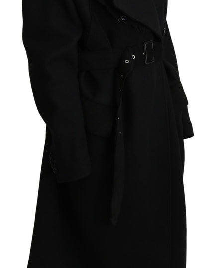 Dolce & Gabbana Virgin Wool Black Blazer Trenchcoat Jacket