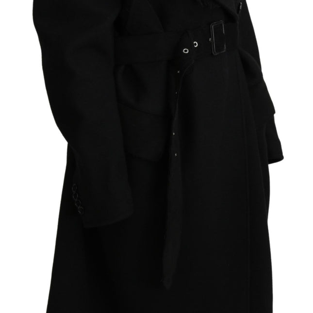 Dolce & Gabbana Virgin Wool Black Blazer Trenchcoat Jacket