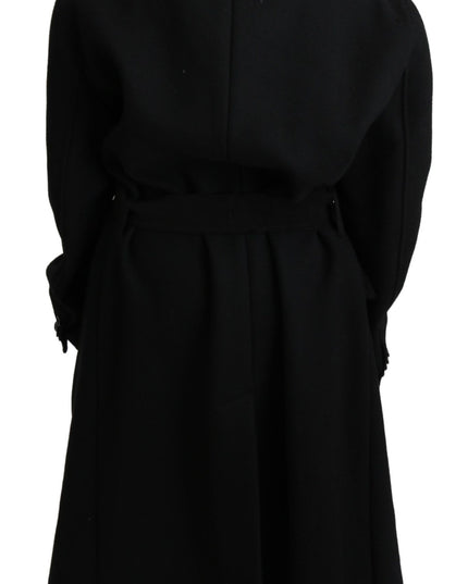 Dolce & Gabbana Virgin Wool Black Blazer Trenchcoat Jacket