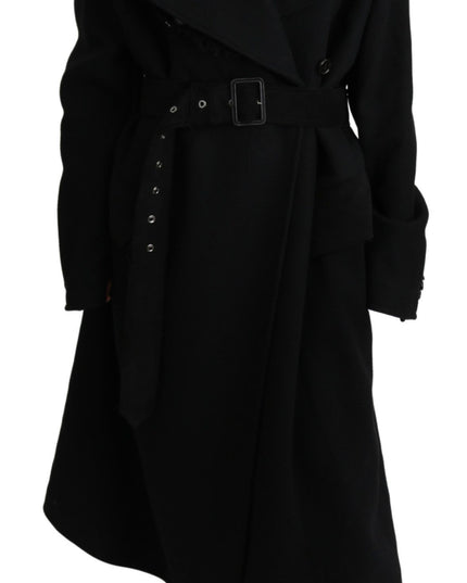 Dolce & Gabbana Virgin Wool Black Blazer Trenchcoat Jacket