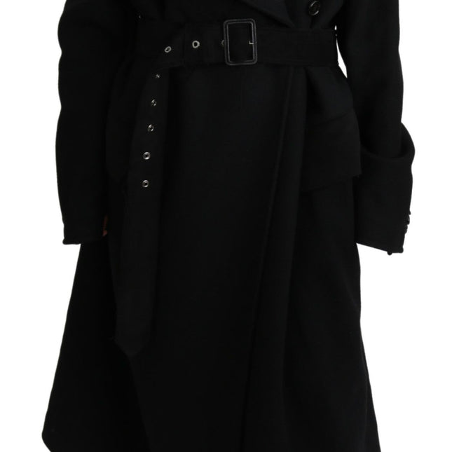 Dolce & Gabbana Virgin Wool Black Blazer Trenchcoat Jacket